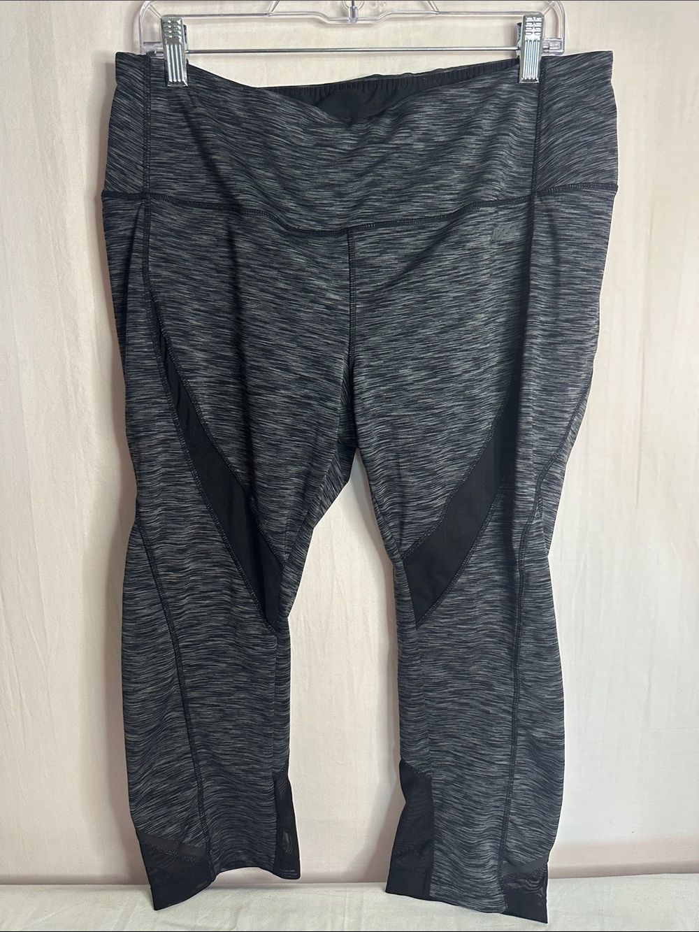 Avia Gray Heather Performance Capris with Black Mesh Panels